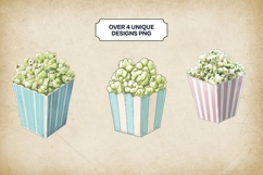 Matcha Popcorn Clipart Bundle 4 PNG Product Image 2
