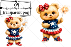 Whimsical 4th of july teddy bear clipart Watercolor PNG Product Image 1