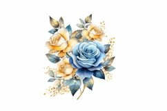 Blue and Gold Sparkling Roses clipart Product Image 16