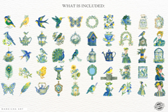 Botanical Summer Bird Garden Clipart Product Image 4