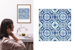 Portuguese Tiles Pattern Collection 42 Seamless Blue &amp; White Product Image 12