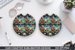 Reindeer Car Coaster Sublimation| Christmas Coaster PNG Product Image 1