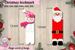 Christmas Bookmark SVG, Santa Claus ,Snowman svg Product Image 2