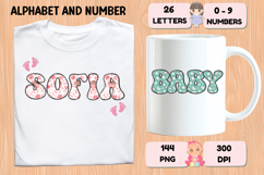 Baby Girl Alphabet PNG Cute Baby Letters &amp; Numbers 300 DPI Product Image 6