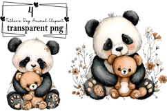 Whimsical Father’s Day Animal Clipart Watercolor PNG Product Image 1