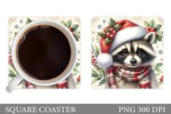 Christmas Raccoon Coaster. Christmas Coaster Sublimation Product Image 1