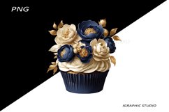 Floral Cupcake Clipart, Peony Product Image 1