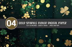 Gold Sparkle Clover Digital Paper Product Image 1