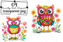 Watercolor Quirky Owl Clipart Watercolor PNG Product Image 1