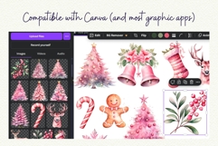 Pink Christmas Clipart Coquette Christmas Watercolor Product Image 7