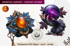 Autumn Fantasy Clipart PNG Celestial Steampunk Harvest Product Image 1