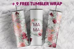 Mama Watercolor Floral Roses 20 oz tumbler wrap sublimation Product Image 1