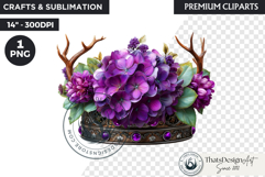 Royal Hydrangea Guardians Fantasy Warrior and Floral Graphic Product Image 1