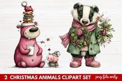 Christmas Animals Clipart Set | Cute Festive Wildlife PNG Product Image 1