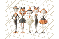 Retro Halloween Clipart Vintage PNG Graphics, 50s Holiday Product Image 4