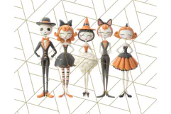 Retro Halloween Clipart Vintage PNG Graphics, 50s Holiday Product Image 4