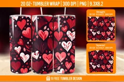 Valentines Heart Tumbler Wrap Designs, Sublimation Wrap Product Image 1