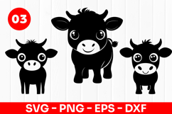 Cute Cow Cartoon Farm Baby Animal SVG PNG Product Image 1