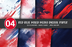 Red Blue Mixed Media Digital Paper Product Image 1