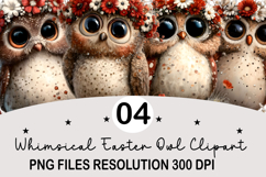 Whimsical Easter Owl Clipart Watercolor Easter Bunny Product Image 1