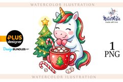 Christmas Unicorn Watercolor Illustration Product Image 1