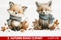 Autumn Boho Clipart | Fall Bohemian Aesthetic PNG Illustrati Product Image 1