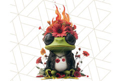 Floral Punk Frogs PNG - Neon Reble Grunge Amphibians Clipart Product Image 4