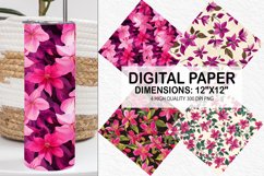 Fuchsia Flowers Pattern Digital Paper- Flowers Background Product Image 1