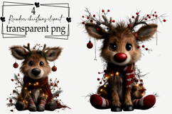 Whimsical Reindeer Christmas Clipart Watercolor PNG Product Image 1