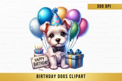 cute Birthday Dogs Clipart, Birthday Dogs sublimation Product Image 1