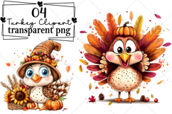 Whimsical Turkey Clipart Watercolor PNG Product Image 1