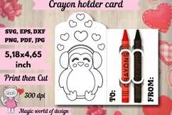 Valentine's Day penguin Coloring Crayon Holder Card svg Product Image 1