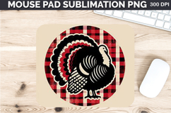 Watercolor Turkey Mouse Pad Sublimation - Thanksgiving PNG Product Image 1