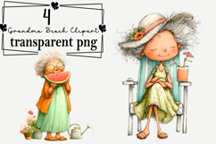 Funny Grandma Beach Clipart Watercolor PNG Product Image 1