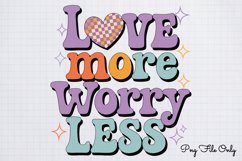 Love more worry less PNG, Retro Valentine Sublimation PNG Product Image 1