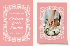 Hand-Drawn Vintage Lace Frame Clipart for Wedding Designs Product Image 1
