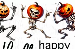 Happy Halloween Dancing Pumpkin Skeletons PNG, Funny Product Image 4