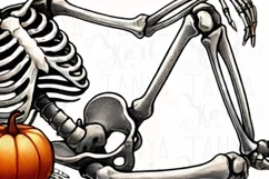 Just Waiting for Halloween PNG, Funny Skeleton Sublimation Product Image 5