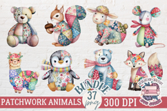 Cute Animals Patchwork Sublimation Bundle 37 PNG Kid Product Image 1
