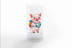 Cute Pig with Backpack Reading a Book Watercolor PNG Product Image 3