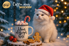 Christmas Mug Mockup | Cute Cat Cup Mockup |PNG JPG Product Image 1