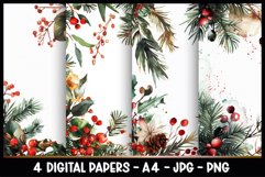 4 Christmas Digital Papers I Christmas Junk Journal Pages Product Image 1