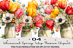 Whimsical Spring Tulip Flowers Clipart Spring PNG Product Image 1