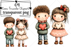 Whimsical Love Friends Clipart Watercolor PNG Product Image 1