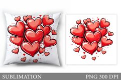 Hearts Pillow Design. Valentines Pillow Sublimation Product Image 1