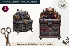 Gothic Witch Mystic Alchemy Clipart, Autumn Apothecary PNG Product Image 1
