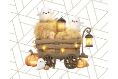 Creepy Carnival Halloween Clipart PNG with Hayride Art Product Image 4