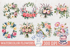 Spring Flowers Clipart Sublimation Bundle 57 PNG Bouquet Product Image 1