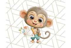 Zoo Monkeys Clipart, Cute Cartoon Jungle Monkeys PNG Product Image 4