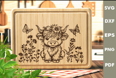 Baby Highland cow Design, Cutting board SVG, Laser cut SVG Product Image 1